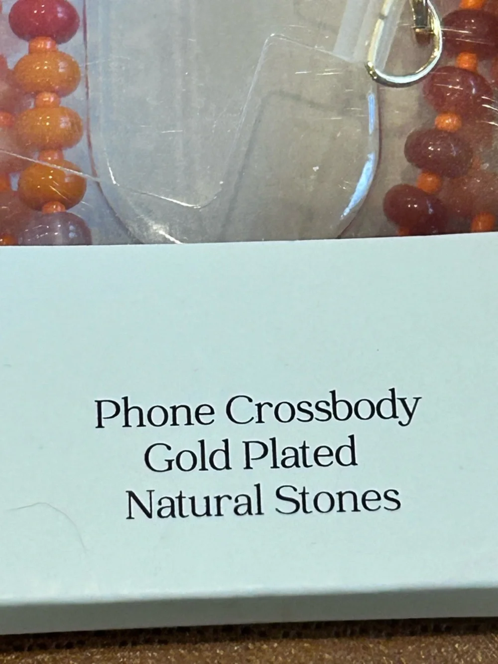 MACRAE & CO. Phone Crossbody Gold Plated Natural Stones Universal Orange Hue NIB
